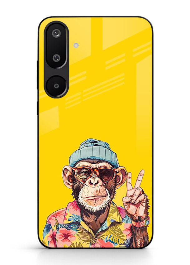 funky monkey yellow art Samsung F16 5G glass cover vibrant cartoon character case