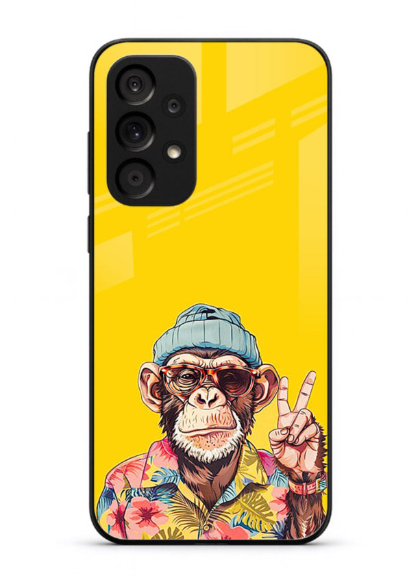 funky monkey yellow art Samsung A23 5G glass cover vibrant cartoon character case