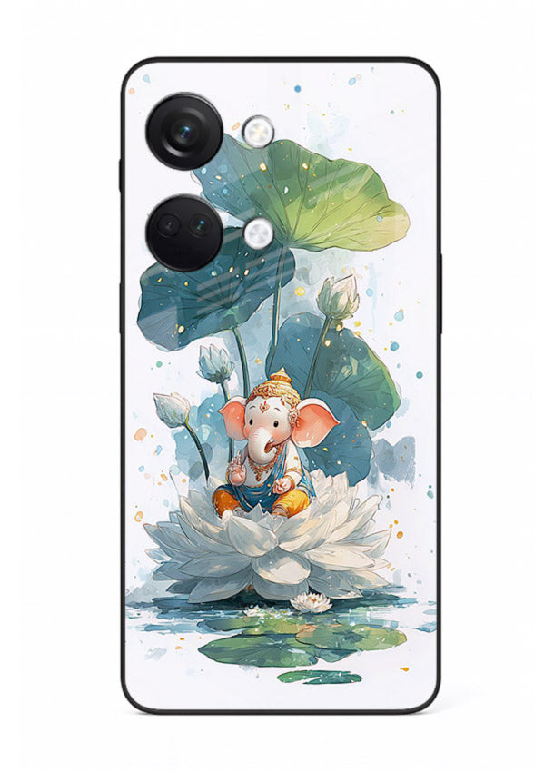Baby Ganesh lotus artwork OnePlus Nord 3 mobile glass back cover