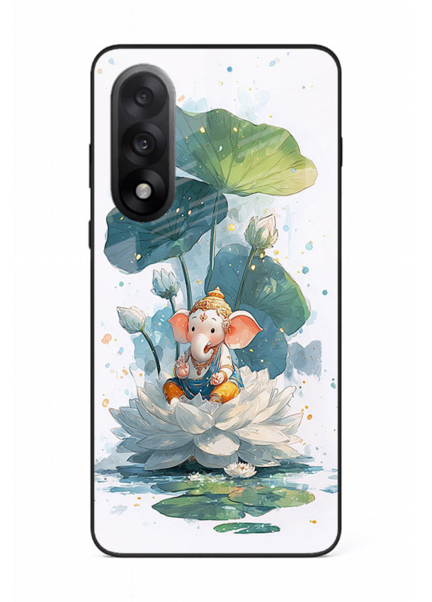 Baby Ganesh lotus artwork OnePlus Nord 5 mobile glass back cover