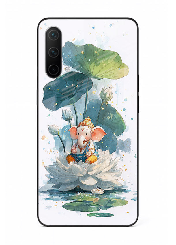 Baby Ganesh lotus artwork OnePlus Nord CE 5G mobile glass back cover