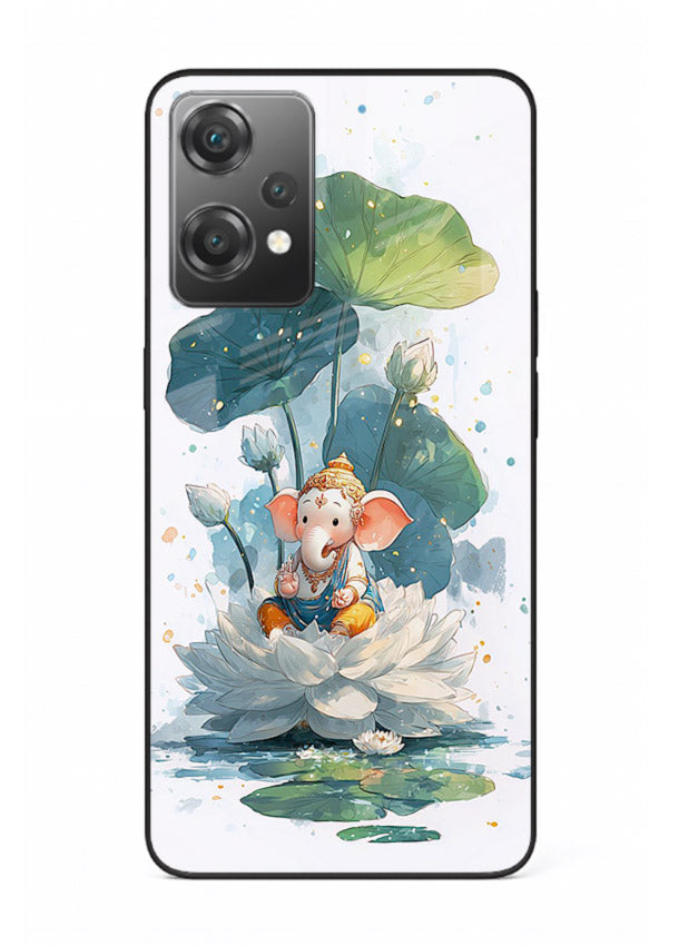 Baby Ganesh lotus artwork OnePlus Nord CE2 Lite 5G mobile glass back cover