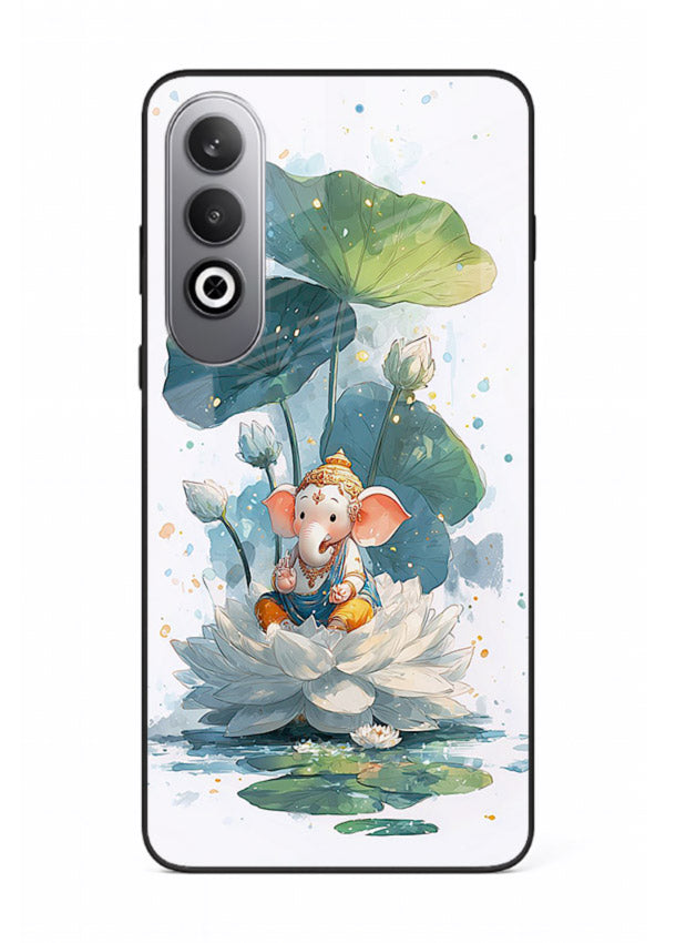 Baby Ganesh lotus artwork OnePlus Nord CE4 mobile glass back cover