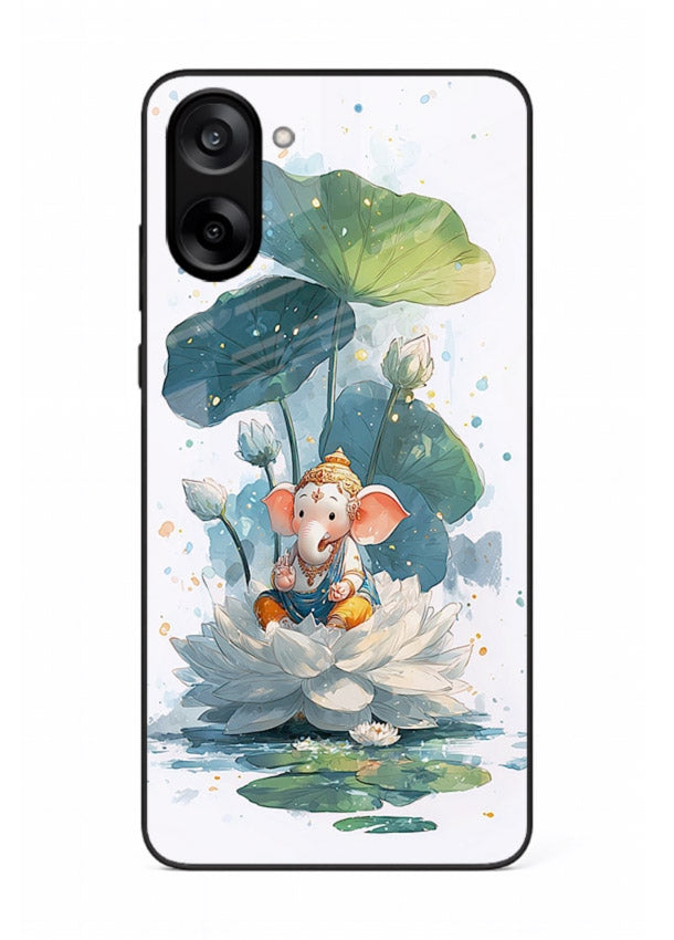 Baby Ganesh lotus artwork OnePlus Nord CE5 mobile glass back cover