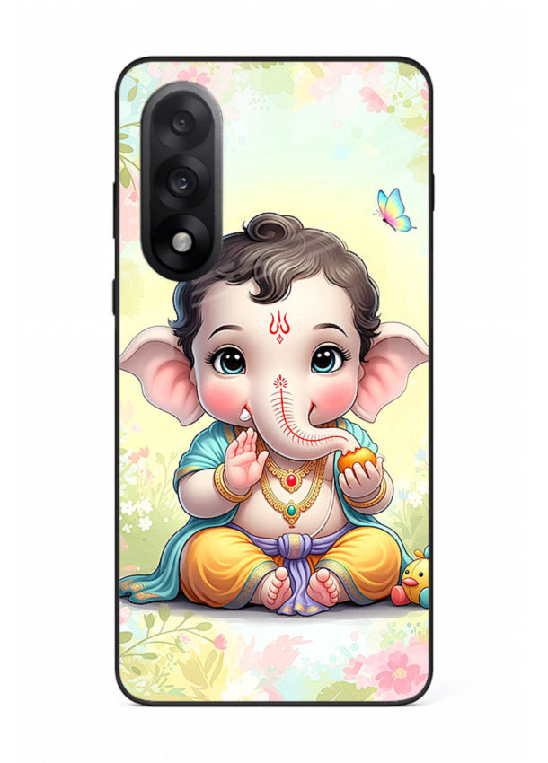 Baby Ganesha joyful cartoon blessing OnePlus Nord 5 glass back sacred cover