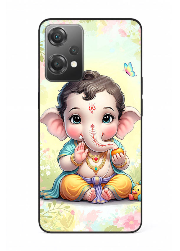 Baby Ganesha joyful cartoon blessing OnePlus Nord CE2 Lite 5G glass back sacred cover