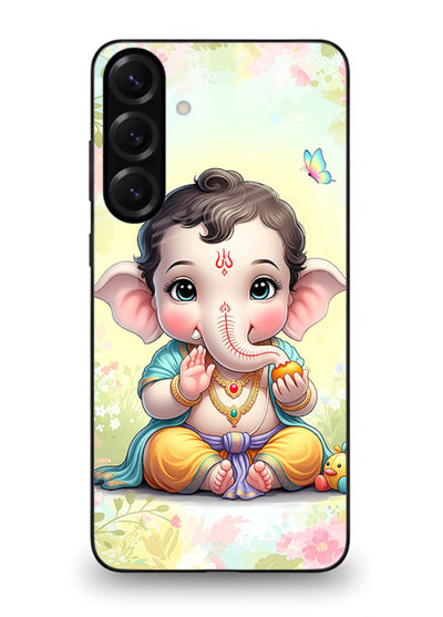 Baby Ganesha joyful cartoon blessing Samsung M34 5G glass back sacred cover