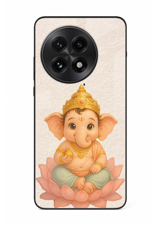 Baby Ganesha sitting on lotus OnePlus 13 glass back cover blessing theme