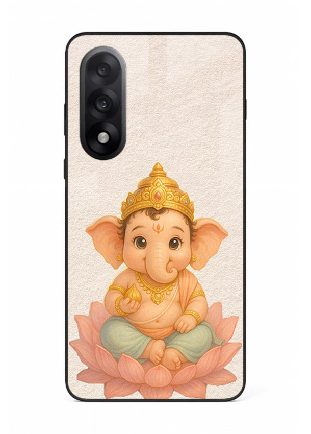 Baby Ganesha sitting on lotus OnePlus Nord 5 glass back cover blessing theme