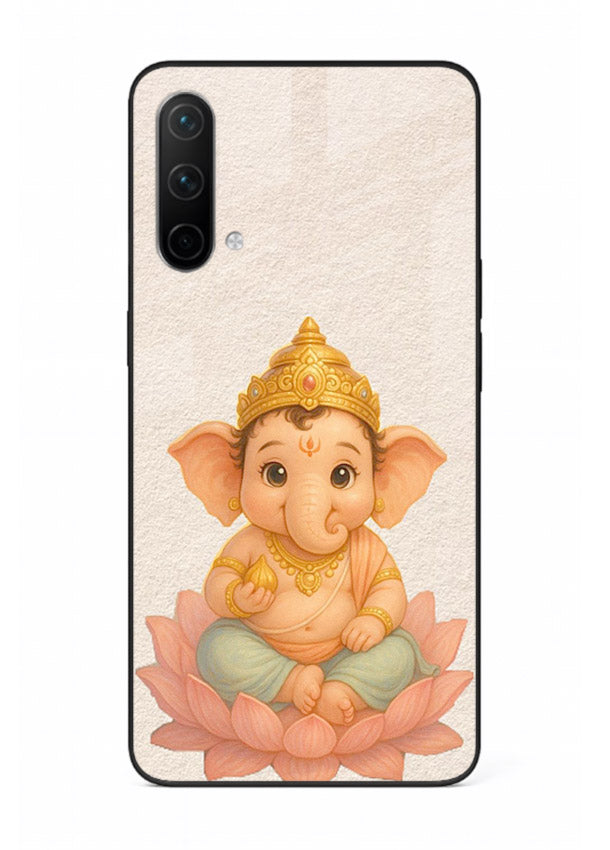 Baby Ganesha sitting on lotus OnePlus Nord CE 5G glass back cover blessing theme