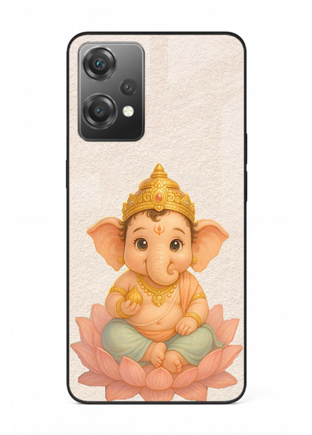 Baby Ganesha sitting on lotus OnePlus Nord CE2 Lite 5G glass back cover blessing theme