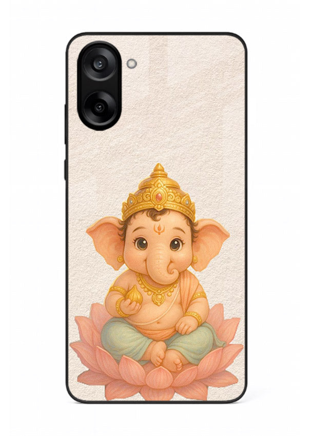 Baby Ganesha sitting on lotus OnePlus Nord CE5 glass back cover blessing theme