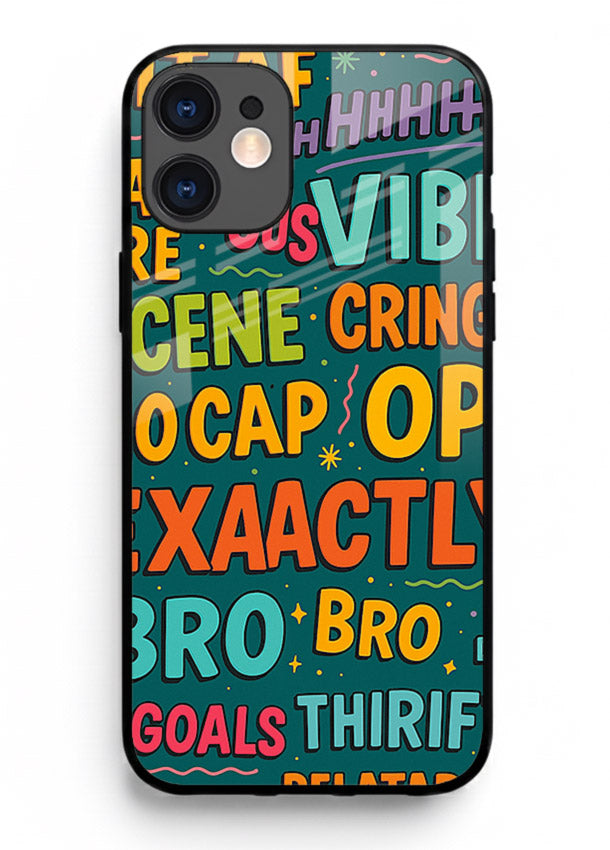Gen Z Slang Poster trendy typography artwork iphone 12 glass back cover