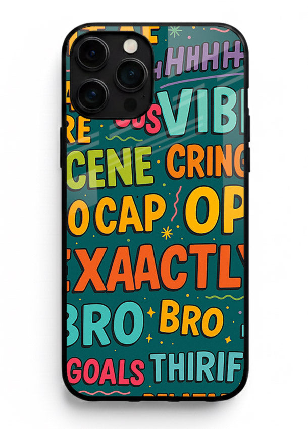 Gen Z Slang Poster trendy typography artwork iphone 14 pro max glass back cover