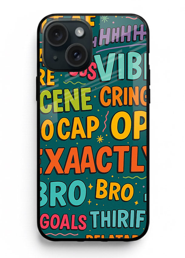 Gen Z Slang Poster trendy typography artwork iphone 13 glass back cover