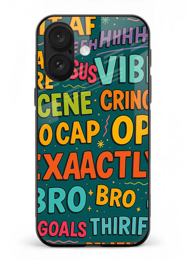 Gen Z Slang Poster trendy typography artwork iphone 17 glass back cover