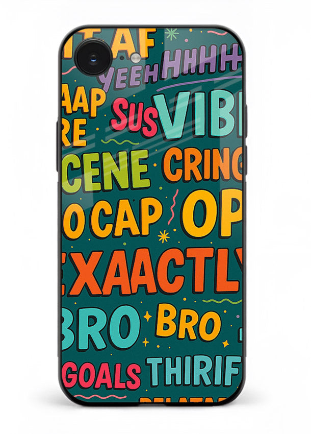 Gen Z Slang Poster trendy typography artwork iphone 16e glass back cover