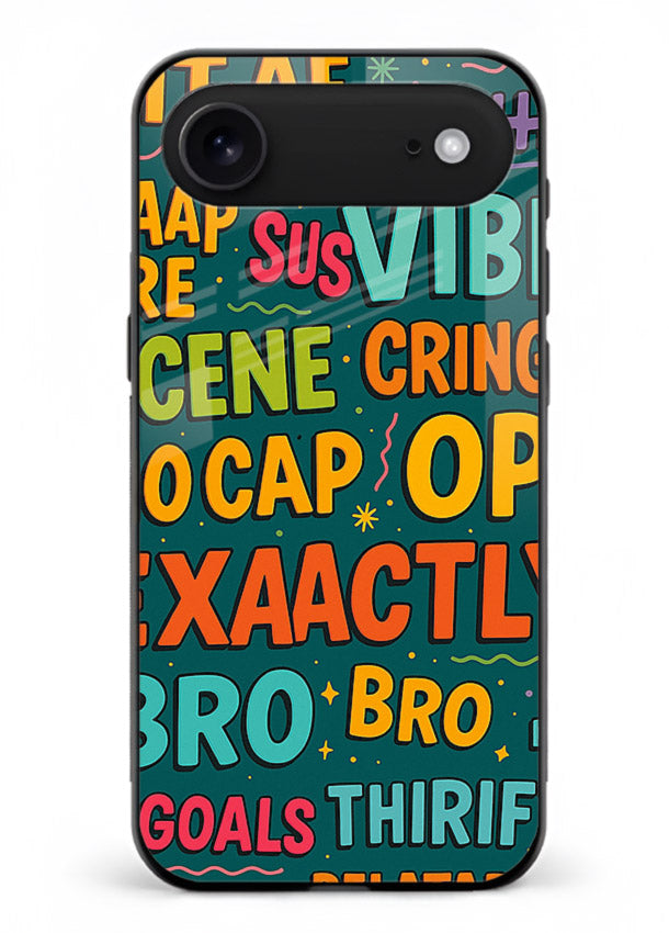 Gen Z Slang Poster trendy typography artwork iphone 17 air glass back cover