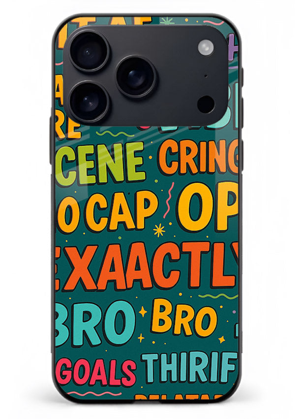Gen Z Slang Poster trendy typography artwork iphone 18 pro max glass back cover