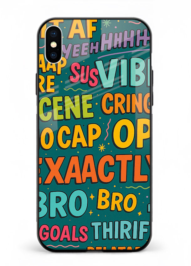 Gen Z Slang Poster trendy typography artwork iphone xs max glass back cover