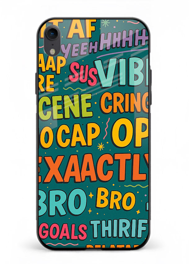 Gen Z Slang Poster trendy typography artwork iphone xr glass back cover
