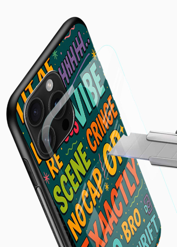 Gen Z Slang Poster trendy typography artwork glossy vibrant premium glass back cover - Angle Blade