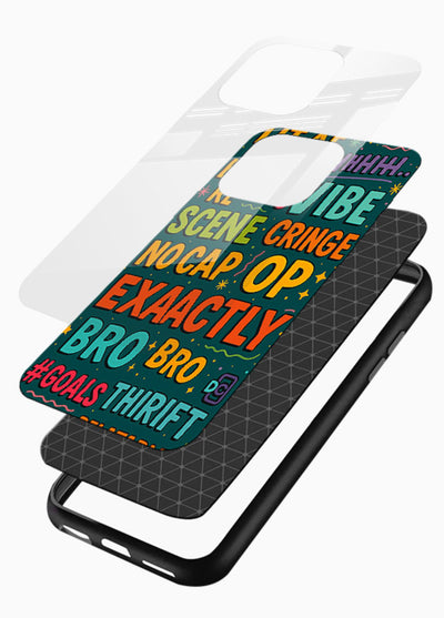 Gen Z Slang Poster trendy typography artwork glossy vibrant premium glass back cover - Angle Layers