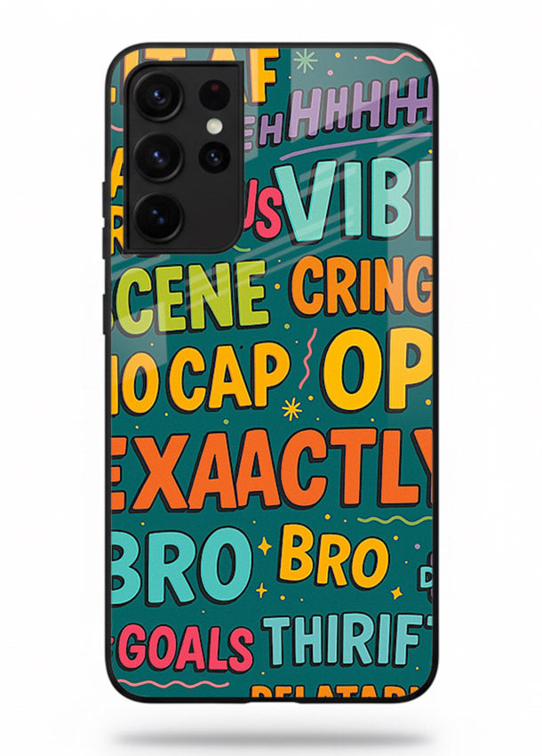 Gen Z Slang Poster trendy typography artwork Samsung S21 Ultra glass back cover