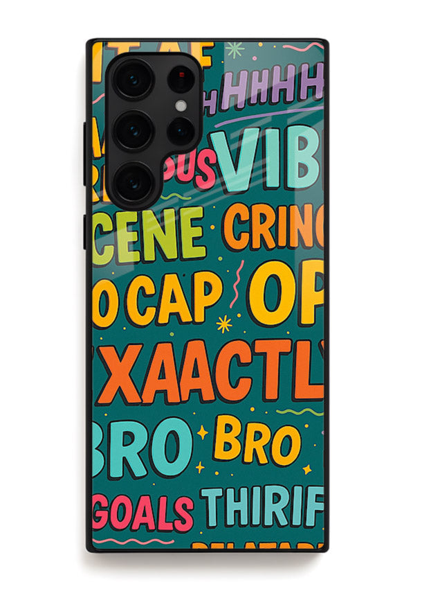 Gen Z Slang Poster trendy typography artwork Samsung S24 Ultra glass back cover