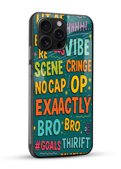 Gen Z Slang Poster trendy typography artwork glossy vibrant premium glass back cover - Angle Side