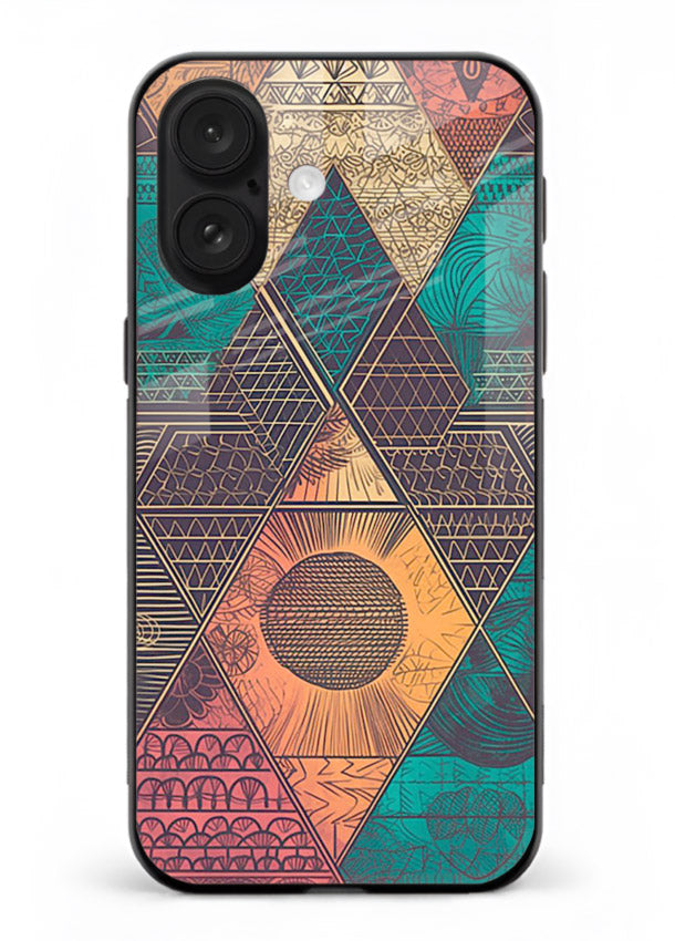 Geometric Tribal Sunset tribal geometric sunset pattern iphone 17 glass back cover