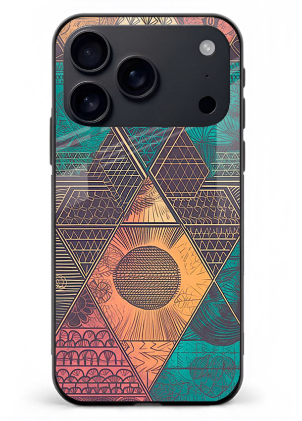 Geometric Tribal Sunset tribal geometric sunset pattern iphone 18 pro max glass back cover