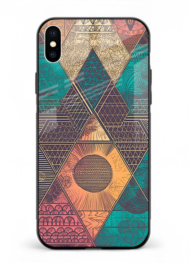 Geometric Tribal Sunset tribal geometric sunset pattern iphone xs max glass back cover
