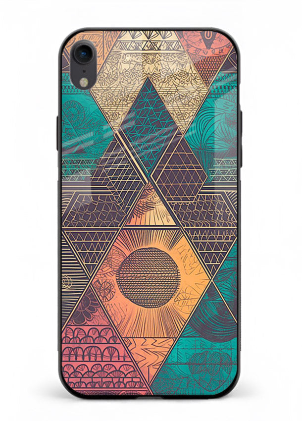 Geometric Tribal Sunset tribal geometric sunset pattern iphone xr glass back cover
