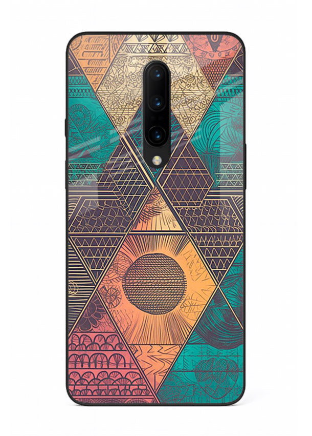 Geometric Tribal Sunset tribal geometric sunset pattern OnePlus 7 Pro glass back cover