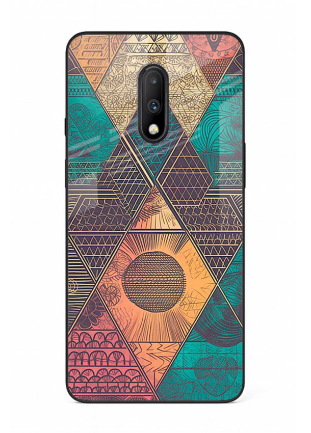 Geometric Tribal Sunset tribal geometric sunset pattern OnePlus 7 glass back cover