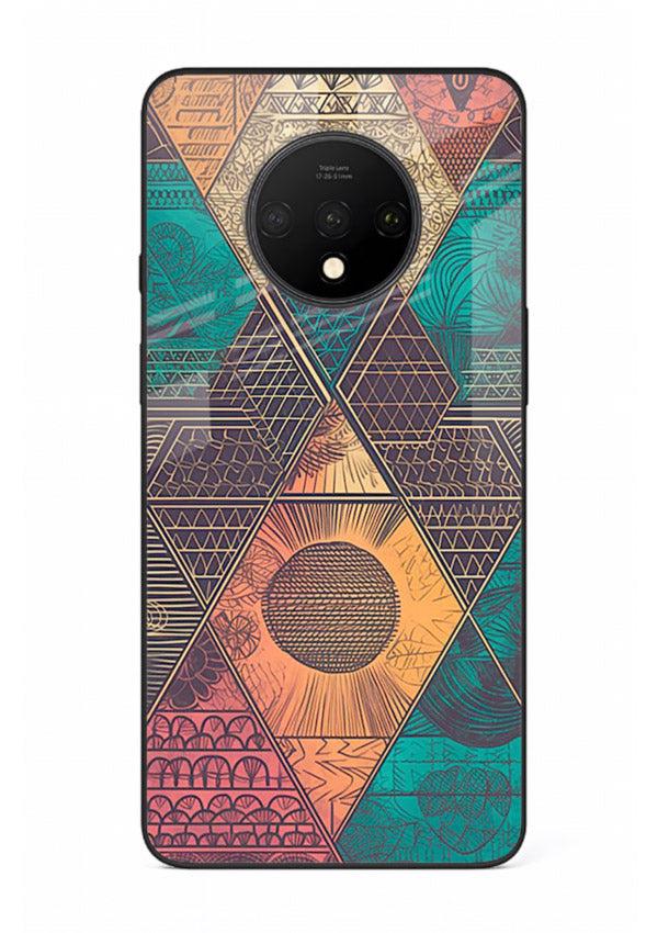 Geometric Tribal Sunset tribal geometric sunset pattern OnePlus 7T glass back cover