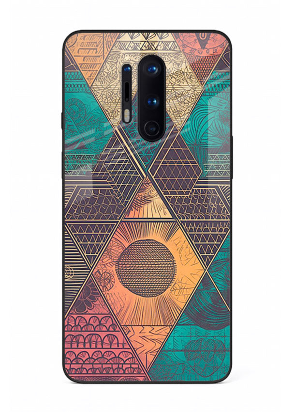 Geometric Tribal Sunset tribal geometric sunset pattern OnePlus 8 Pro glass back cover
