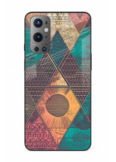 Geometric Tribal Sunset tribal geometric sunset pattern OnePlus 9 glass back cover