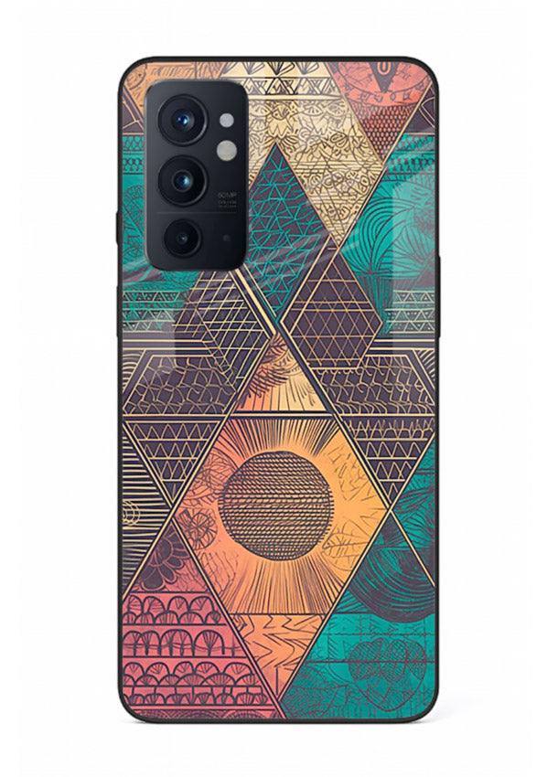 Geometric Tribal Sunset tribal geometric sunset pattern OnePlus 9RT glass back cover