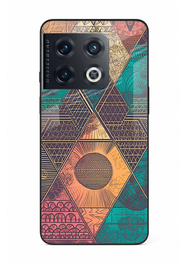 Geometric Tribal Sunset tribal geometric sunset pattern OnePlus 10 Pro glass back cover