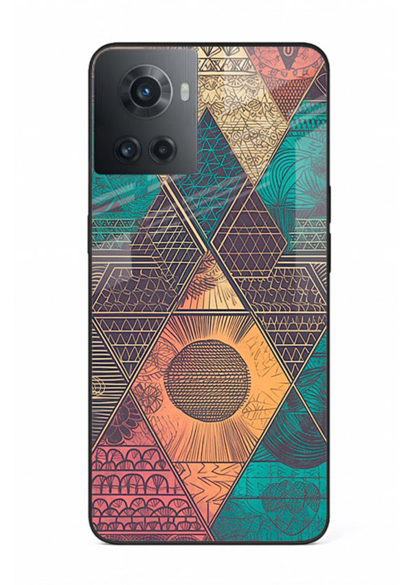 Geometric Tribal Sunset tribal geometric sunset pattern OnePlus 10R glass back cover