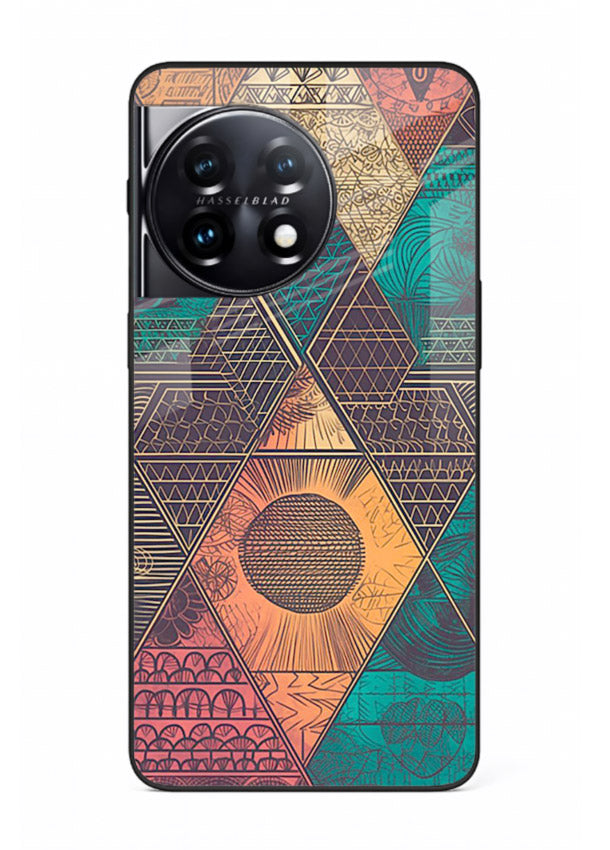 Geometric Tribal Sunset tribal geometric sunset pattern OnePlus 11 glass back cover