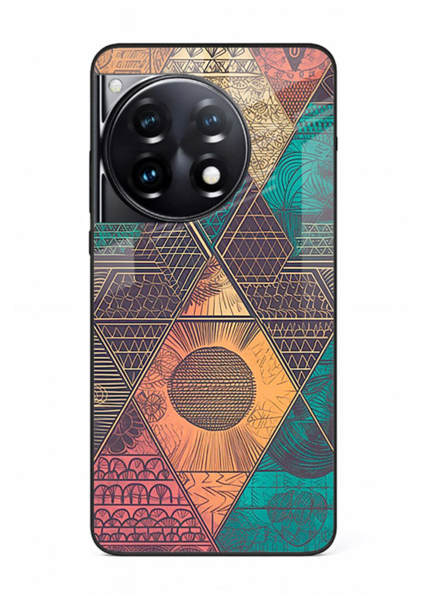 Geometric Tribal Sunset tribal geometric sunset pattern OnePlus 12R glass back cover