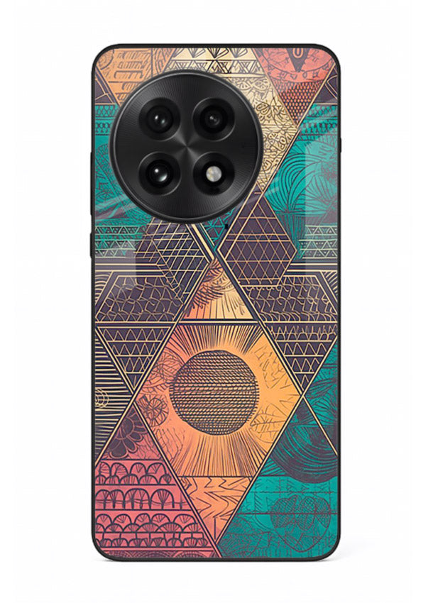 Geometric Tribal Sunset tribal geometric sunset pattern OnePlus 13 glass back cover