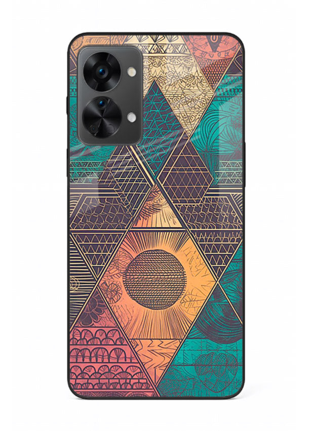 Geometric Tribal Sunset tribal geometric sunset pattern OnePlus Nord 2T glass back cover