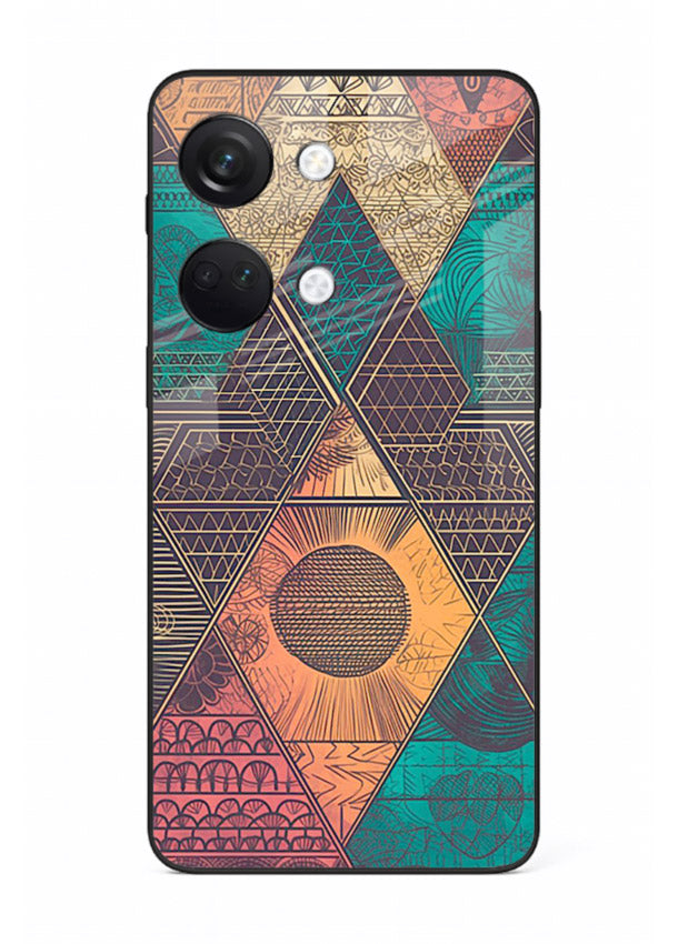 Geometric Tribal Sunset tribal geometric sunset pattern OnePlus Nord 3 glass back cover