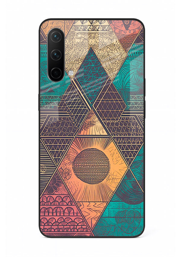 Geometric Tribal Sunset tribal geometric sunset pattern OnePlus Nord CE 5G glass back cover