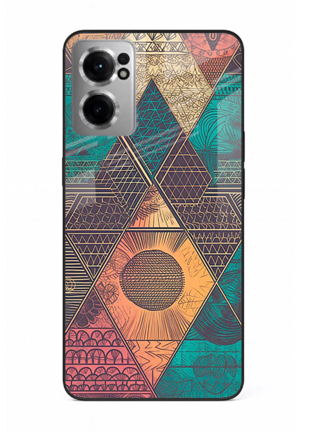 Geometric Tribal Sunset tribal geometric sunset pattern OnePlus Nord CE2 5G glass back cover