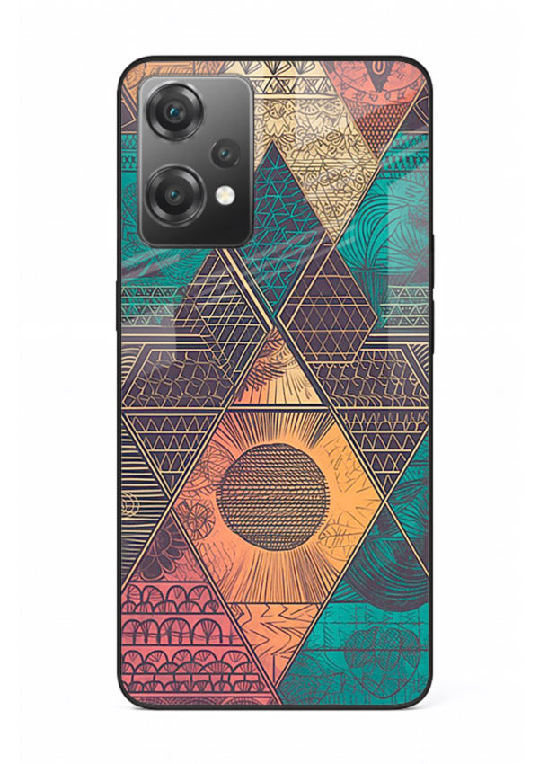 Geometric Tribal Sunset tribal geometric sunset pattern OnePlus Nord CE2 Lite 5G glass back cover
